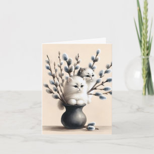 Gatos No Cartão De Nota Catkins