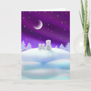 Gatos no cartão do feriado de Snowhill