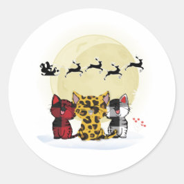 Gatos Observando Papais noeis e adesivo de renas -