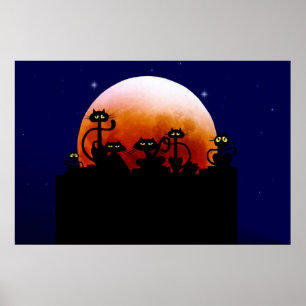 Gatos pretos em um poster da cerca