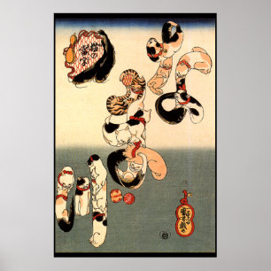 Gatos que formam os caráteres para o poster do