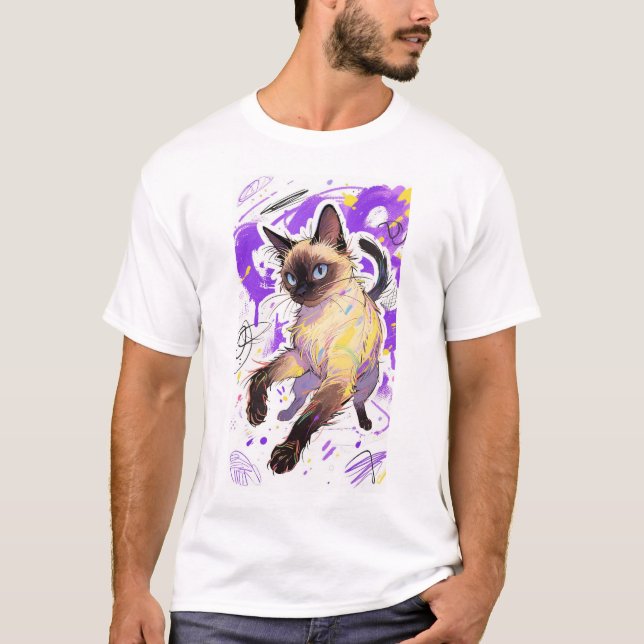 Gatos siameses vibrantes - Camisa (Frente)
