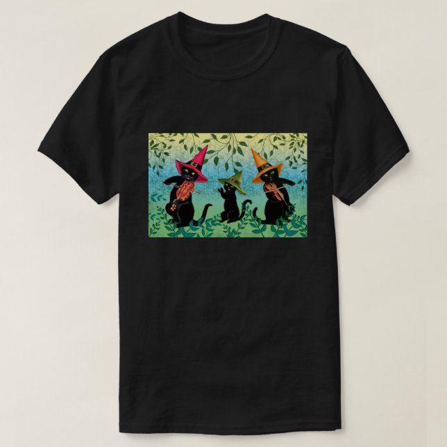 Gatos Tocando Camiseta Musical (Frente do Design)