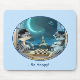Gatos Torre Eiffel - Noite Feliz Mousepad Mouse Pa