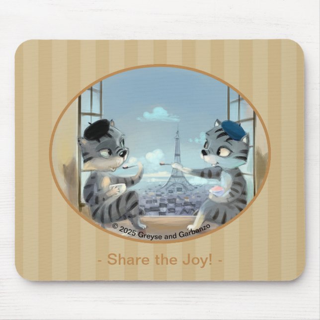 Gatos & Torre Eiffel – Paris Alegria Mouse Pad (Frente)