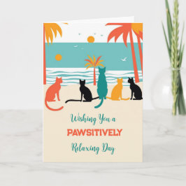 Gatos Tropicais - Cartão de Saudação Sunny Beach C