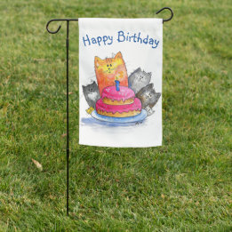 Gatos Whimsso com Bolo de Aniversário