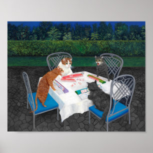 Gats tocando Poster Mahjong