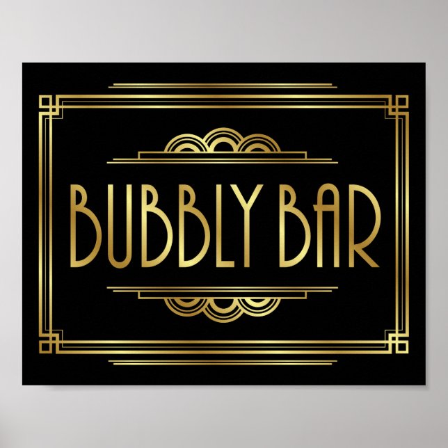 Gatsby Art Deco BUBBLY - Sinal de BAR Impressão (Frente)