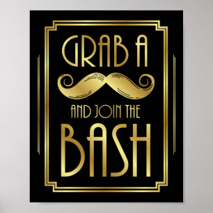 Gatsby Art Deco GRAB A MUSTACHE Sinal Impressão