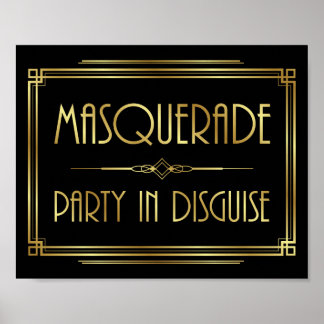 Gatsby Art Deco - MASCARADA - Sinal Impressão