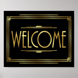 Gatsby Art Deco WELCOME - Sinal Impressão