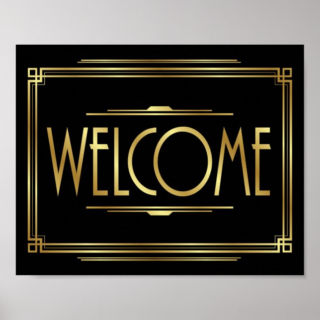 Gatsby Art Deco WELCOME - Sinal Impressão (Frente)