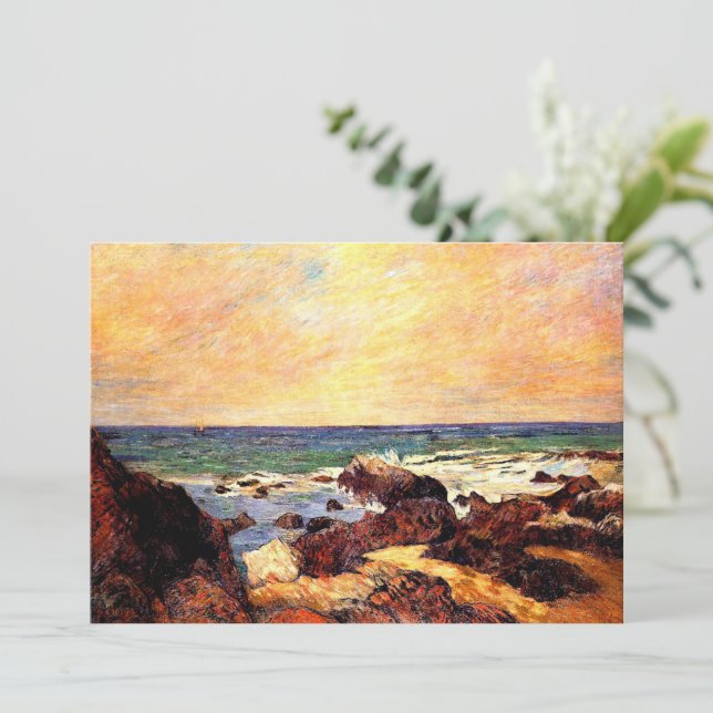 Gauguin - Rochas e Mar, arte refinado, (Em pé/Frente)