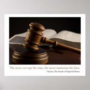 Gavel e poster da corrupção