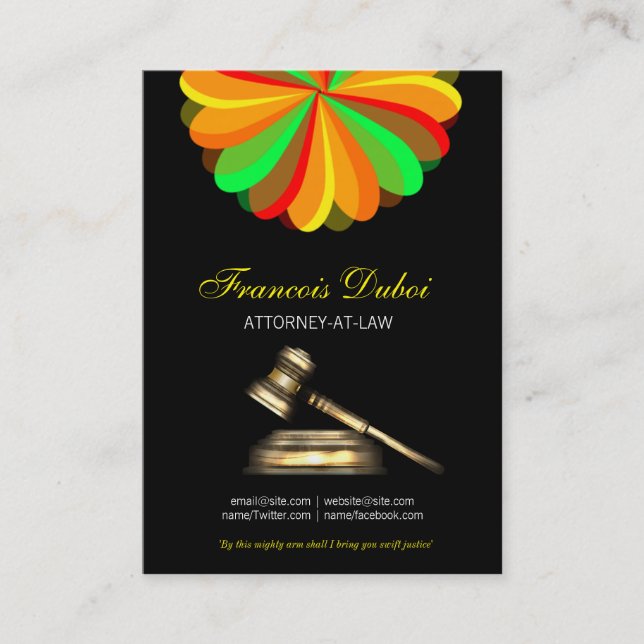 Gavel Lawyer Attorney Law Firme Cartão de visita (Frente)