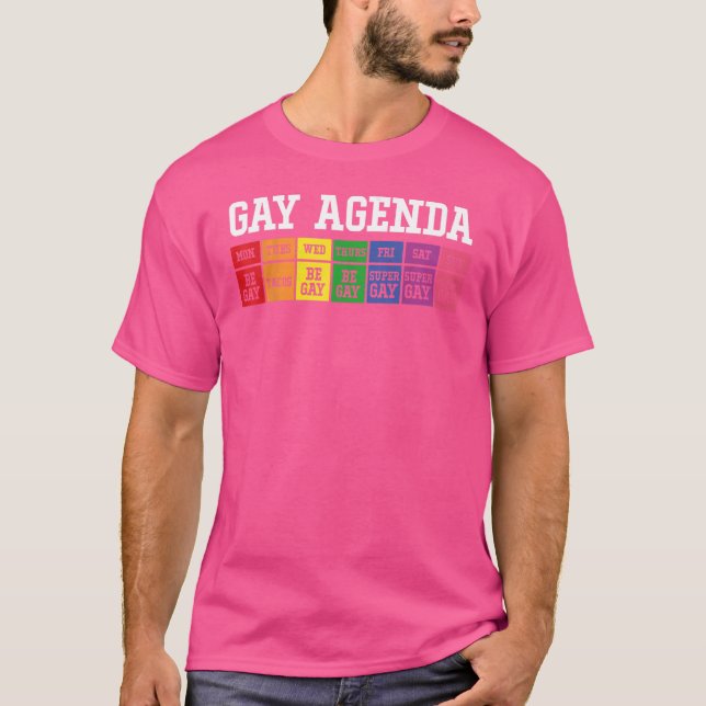 Gay Agenda T-Shirt Pride Love LGBT Tee (Frente)
