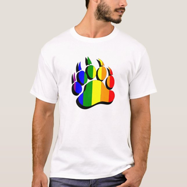 Gay Bear garra arco-íris com sombra preta - Camisa (Frente)