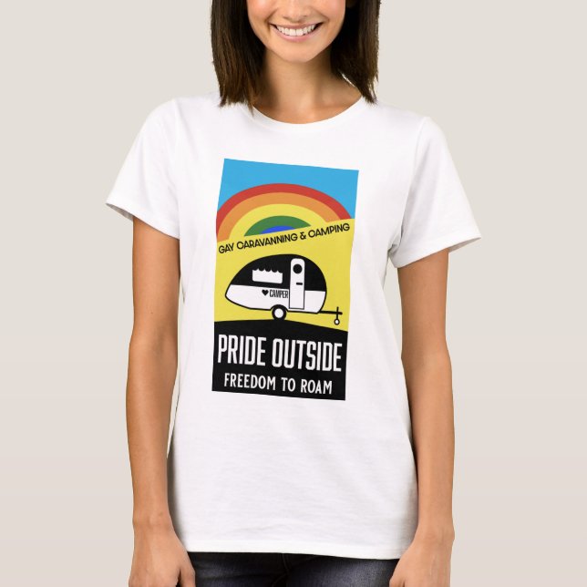 Gay caravana acampando T-Shirt (Frente)