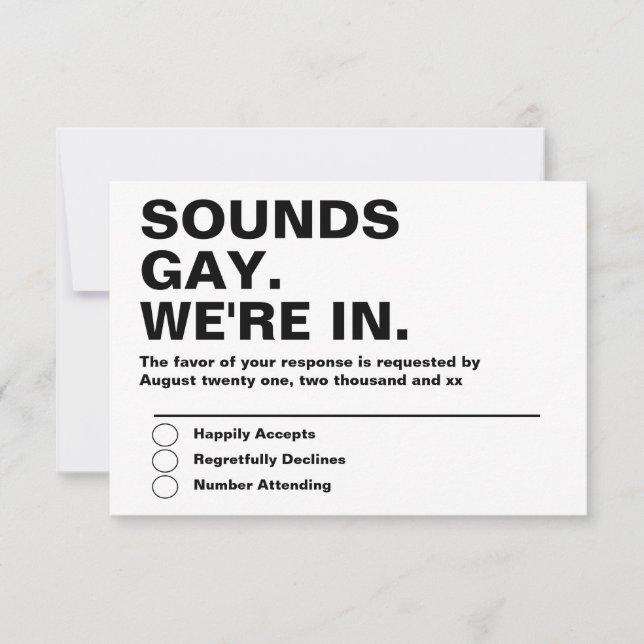 Gay Casamento Sons Gay Im Em RSVP (Frente)