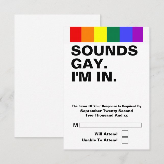 Gay Casamento Sons Gay Im Em RSVP (Frente/Verso)