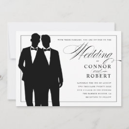 Gay Convite de Casamento Dois Grupos Silhuettes