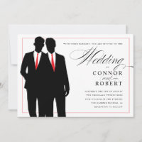 Gay Convite De Casamento Dois Grupos Silhuettes Ve