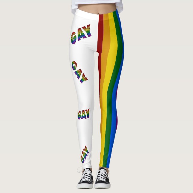 Gay Cores do Prido da Flor com Leggings (Frente)