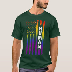 Gay do Orgulho Mês T-Shirt HUMAN LGBT Flag