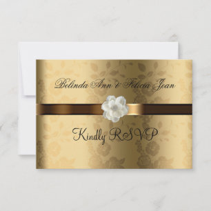 Gay Lésbica Casamento RSVP Dourado, Chocolate Brow