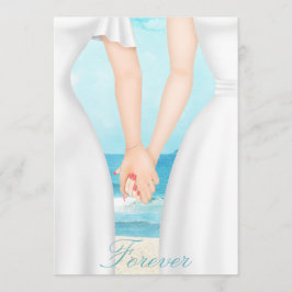 Gay Lésbica, duas noivas em convite para praia