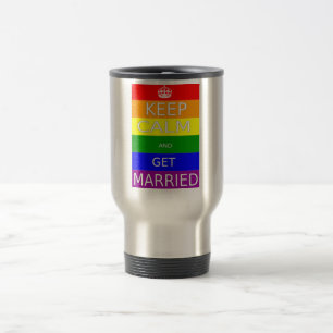 Gay - Manter mensagem calma - caneca de viagem do