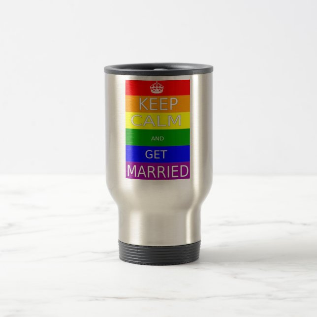 Gay - Manter mensagem calma - caneca de viagem do  (Centro)