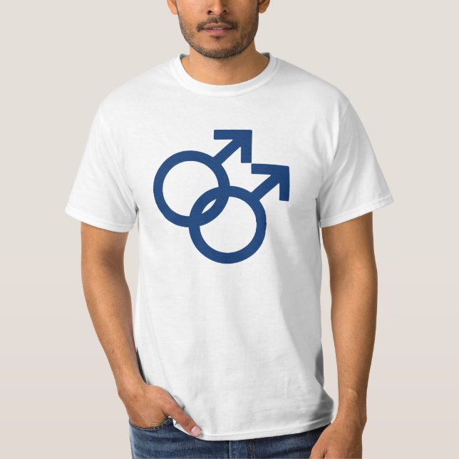 Gay masculino Símbolos de sexo masculino T-Shirt (Frente)
