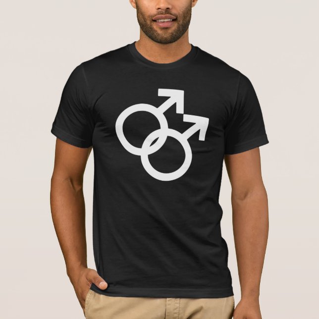 Gay masculino - Símbolos de sexo masculino T-shirt (Frente)