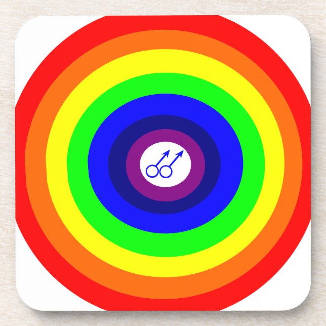 Gay Men Redonda Porta copos do arco-íris (Frente)