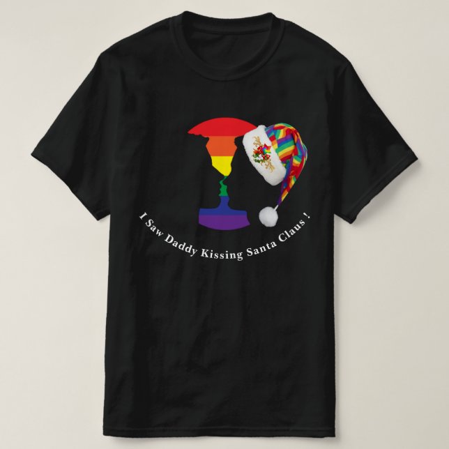 Gay Natal Beijo T-Shirt (Frente do Design)