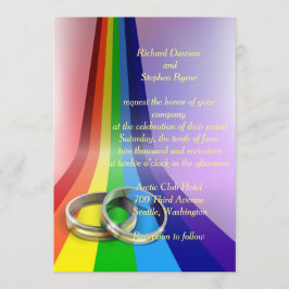Gay Rainbow e Rings Convite para Casamento