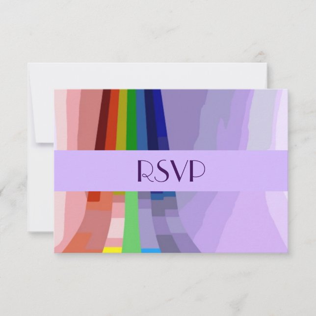Gay Rainbow e Rings Wedding RSVP (Frente)