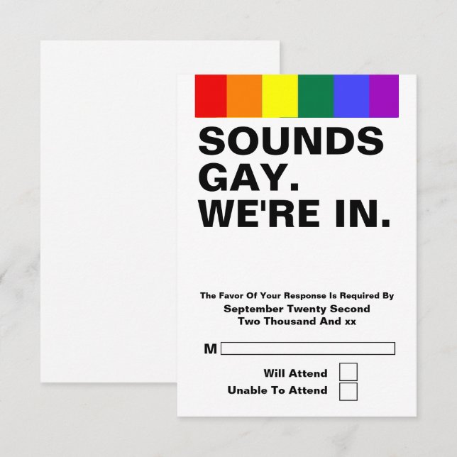 Gay Sons de Casamento Gay em RSVP (Frente/Verso)