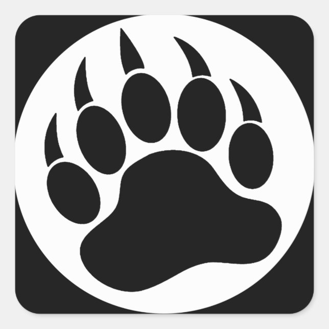 Gay Urso garra / Pata Em P&B - Adesivos Quadrados (Frente)