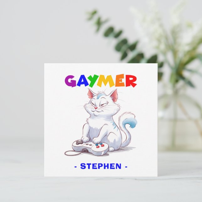Gaymer - Gato de Jogos Arco-Íris com Console | LGB (Em pé/Frente)