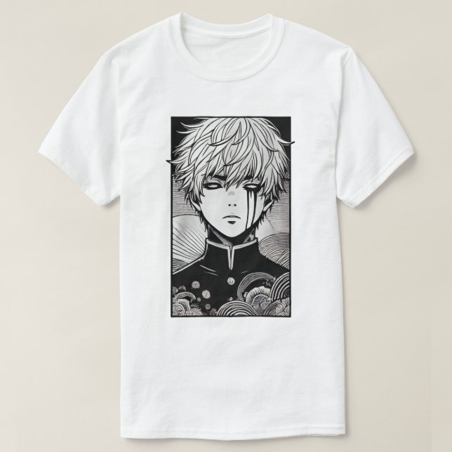 Gaze Silenciosa - Camisa De Arte De Manga Minimali (Frente do Design)