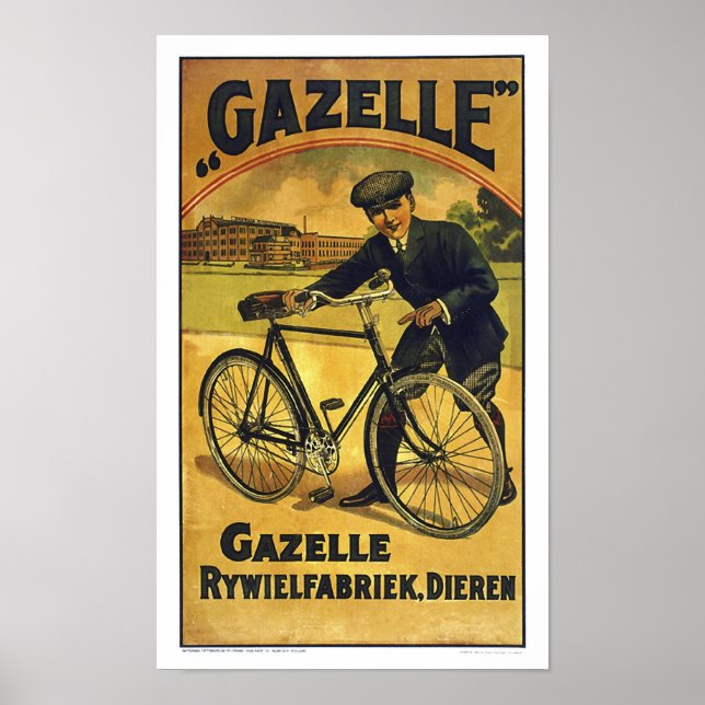 Gazelle Cycle Fine Vintage Bicycle Poster (Frente)