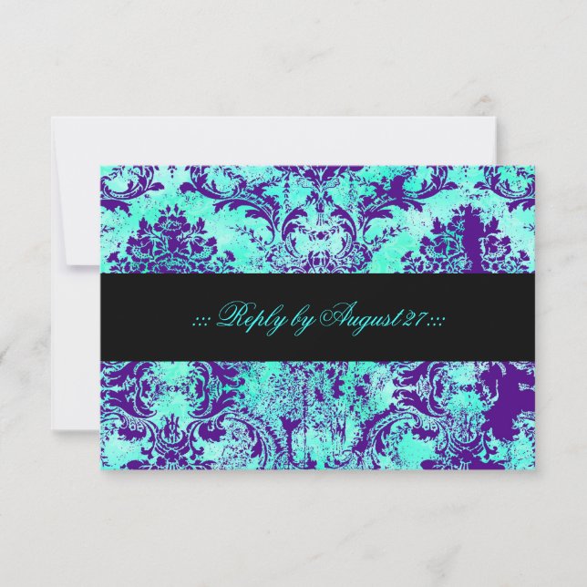 GC Vintage Turquoise & Purple Damask RSVP (Frente)