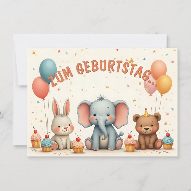 Geburtstagsfreude mit tierischen Freunden (Frente)
