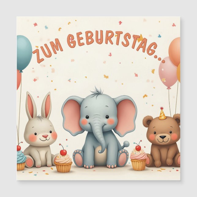 Geburtstagsfreude mit tierischen Freunden (Frente)