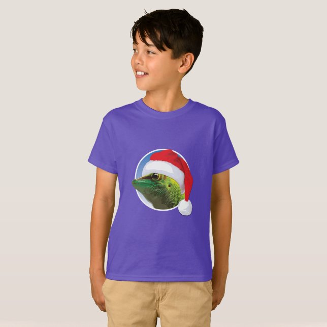 Gecko de Natal - Camisa Básica para Crianças (Frente Completa)