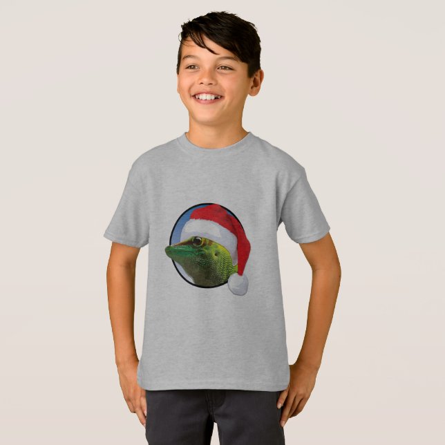 Gecko de Natal - Camisa Básica para Crianças (Frente Completa)