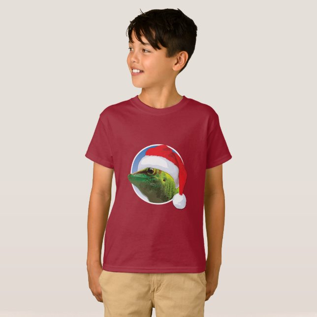 Gecko de Natal - Camisa Básica para Crianças (Frente Completa)